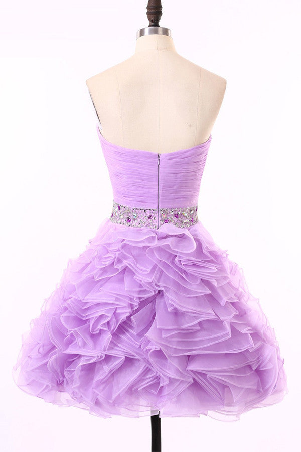 Purple Short Puffy Prom Dresses