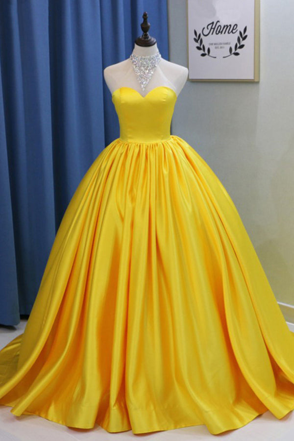 Yellow Halter Prom Dresses