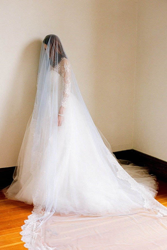 Plain Cathedral Length Tulle Veil - Charlie Veil — Loulette Bride