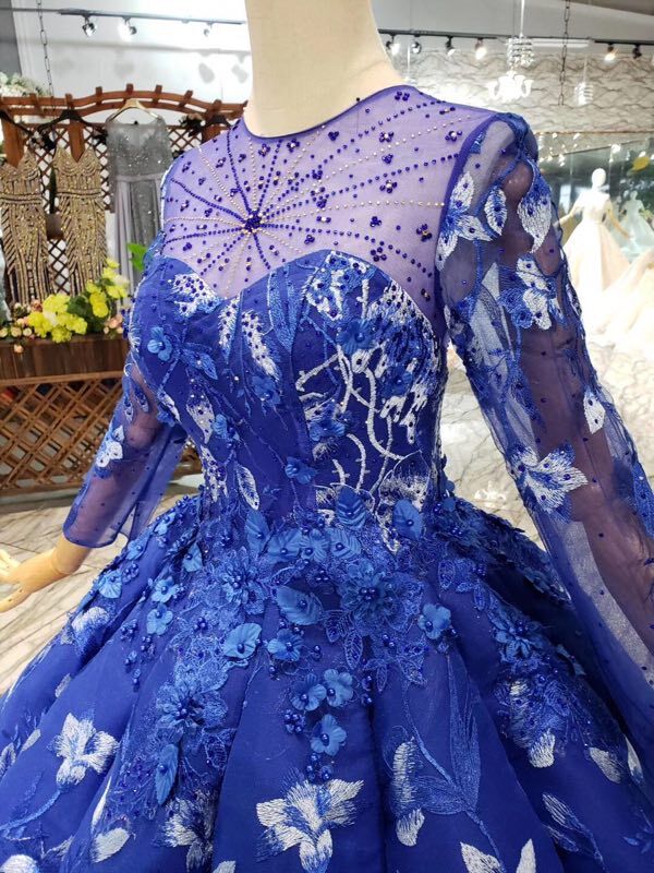 Royal blue best sale floral prom dress