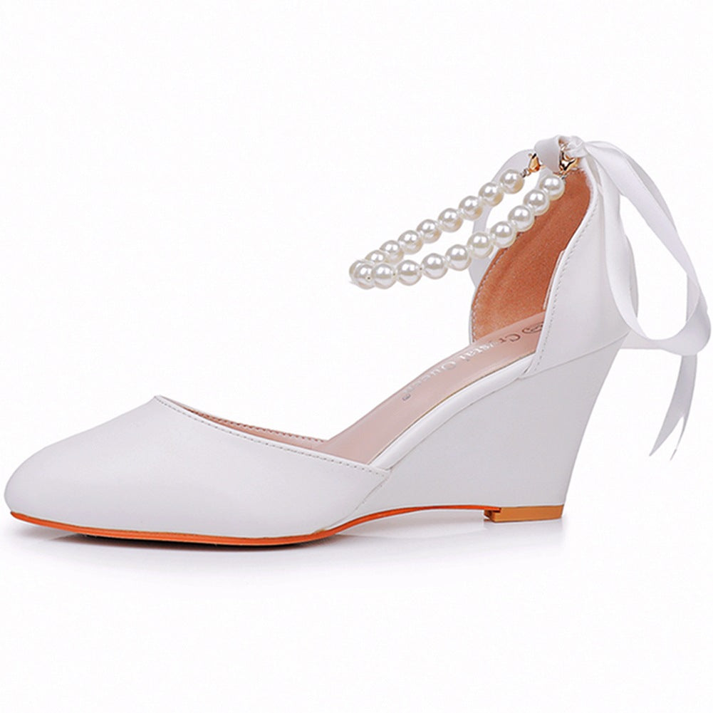 Pointed Toe Wedge Heels Women's Wedding Shoes