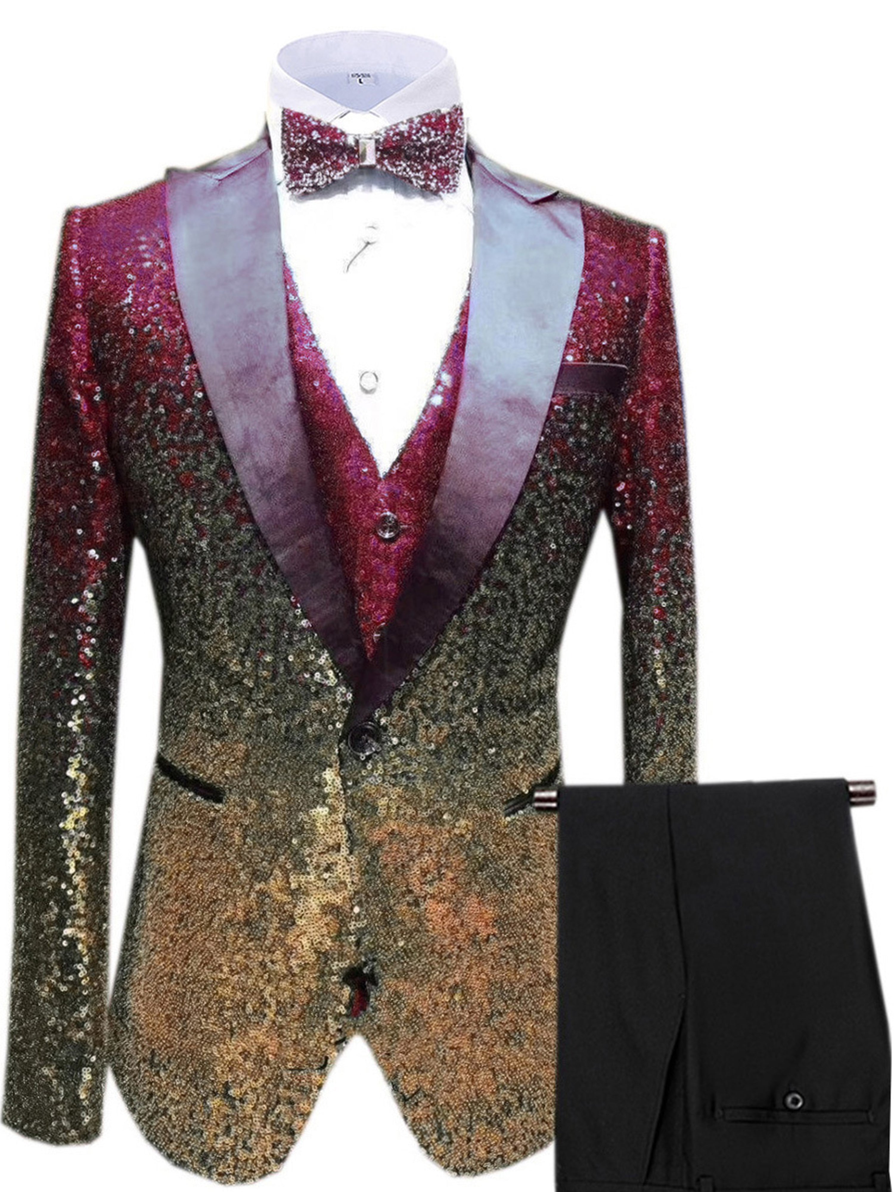 Sequins 3 Pieces Men's Suits Wedding Suit Set