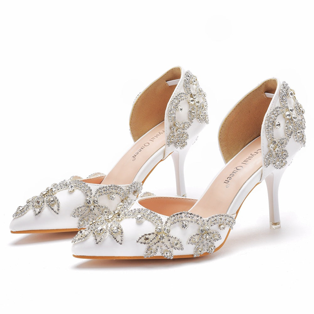 Woman's Wedding Shoes Pointed Toe Rhinestone Stiletto