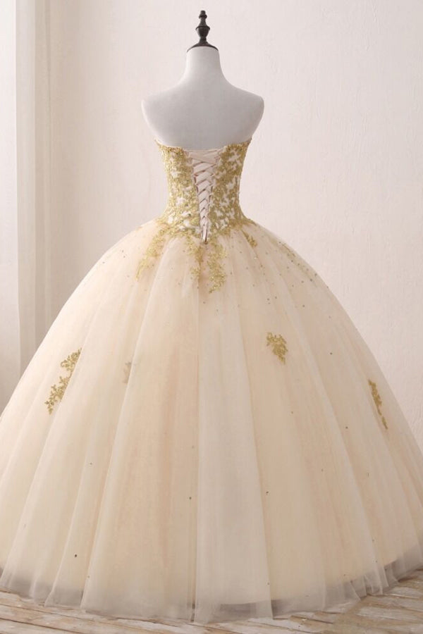 Sweetheart Strapless Sleeveless Appliques Beading Quinceanera Dresses