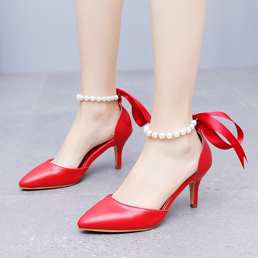 Matte Soft PU Leather Pointed Toe High Heels