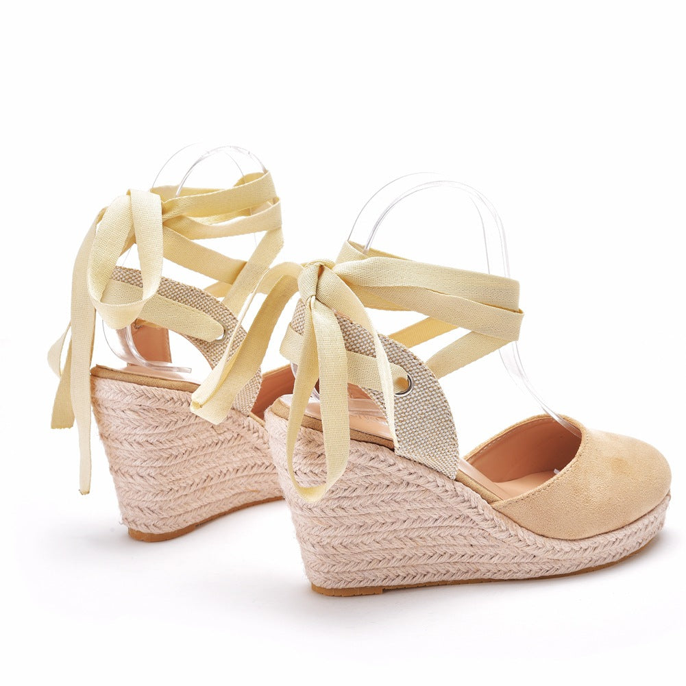 Elegant Bohemian Round Toe Platform Espadrille Wedge Heels