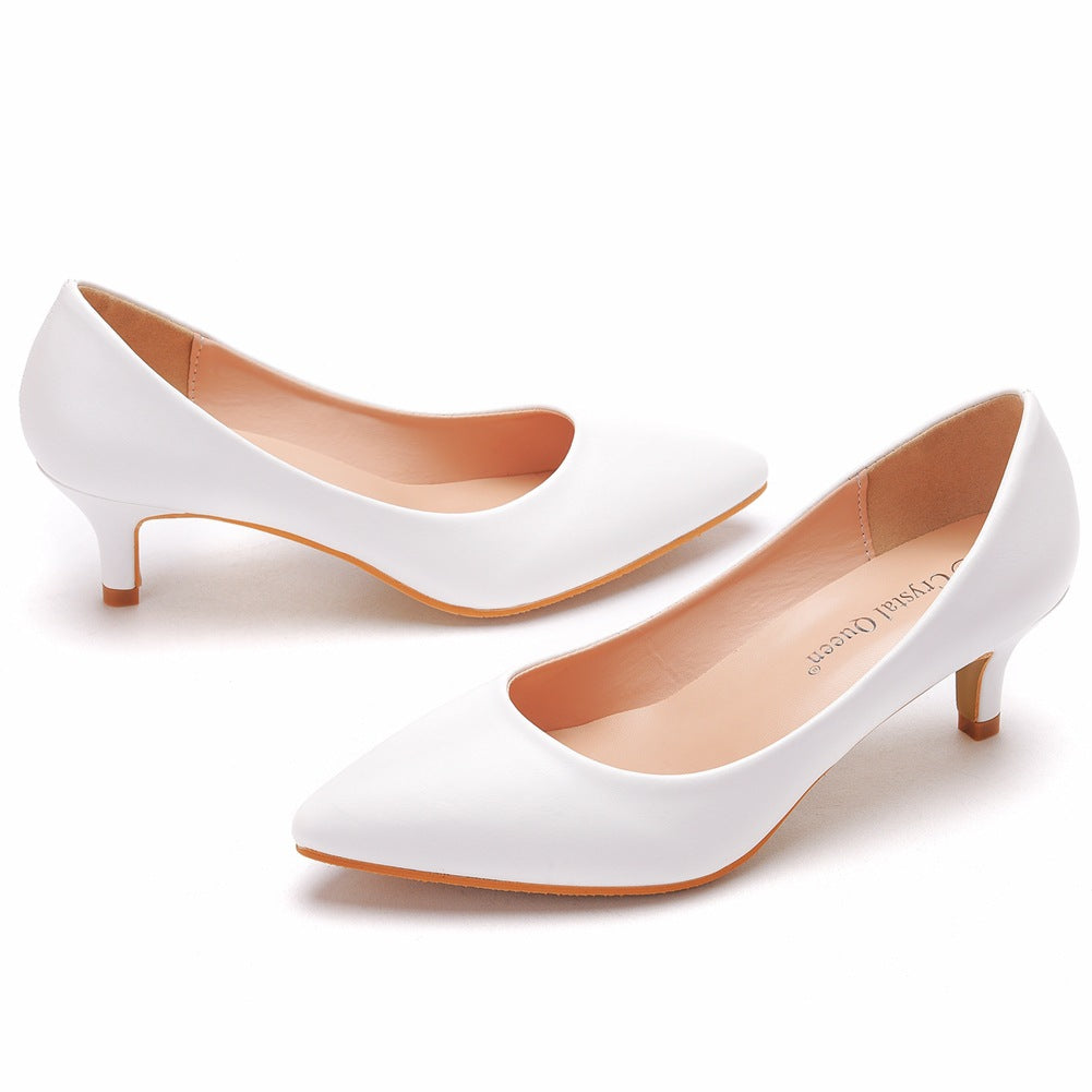 Simple Pointed Toe Kitten Heels Women's Shoes