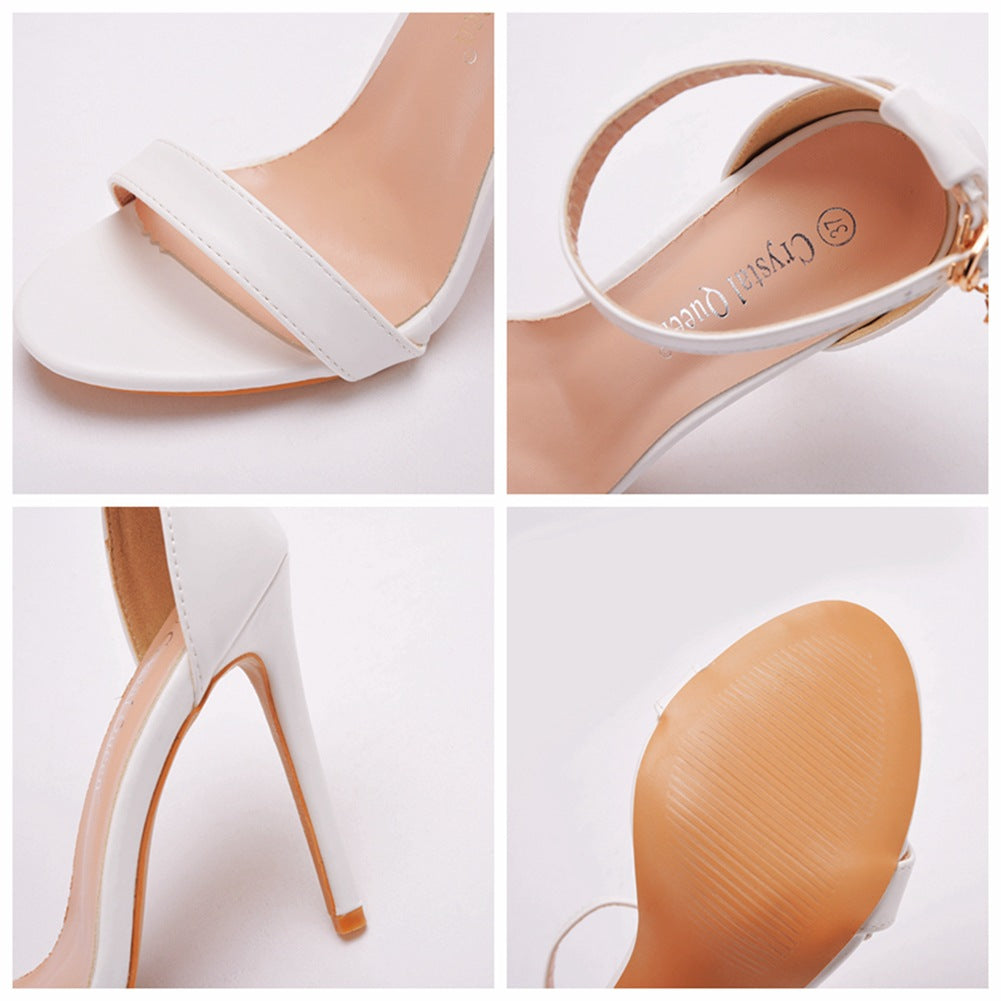 OpenToe Brief Ankle-Strap Casual High Heels