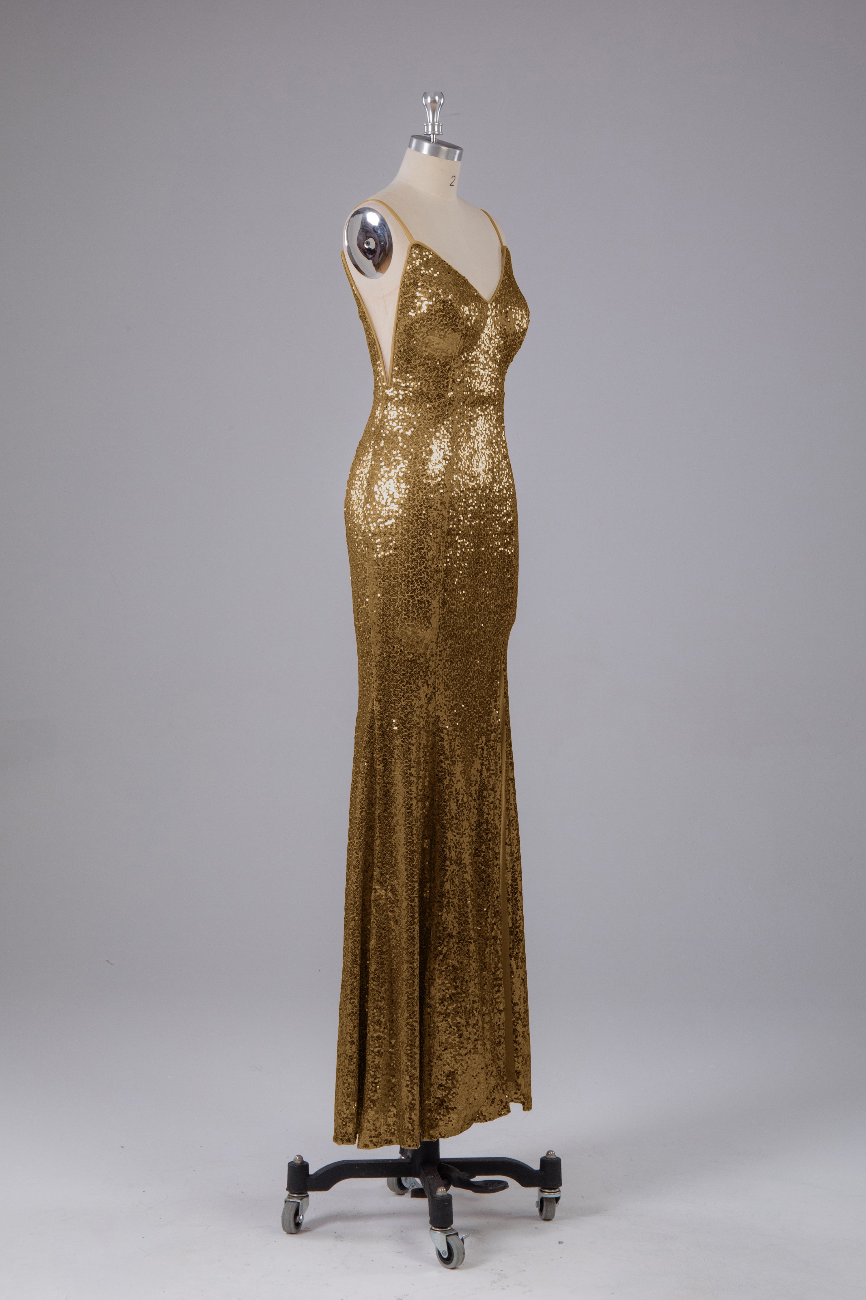 Sparkly Gold Sequins Sheath Bridesmaid Dresses