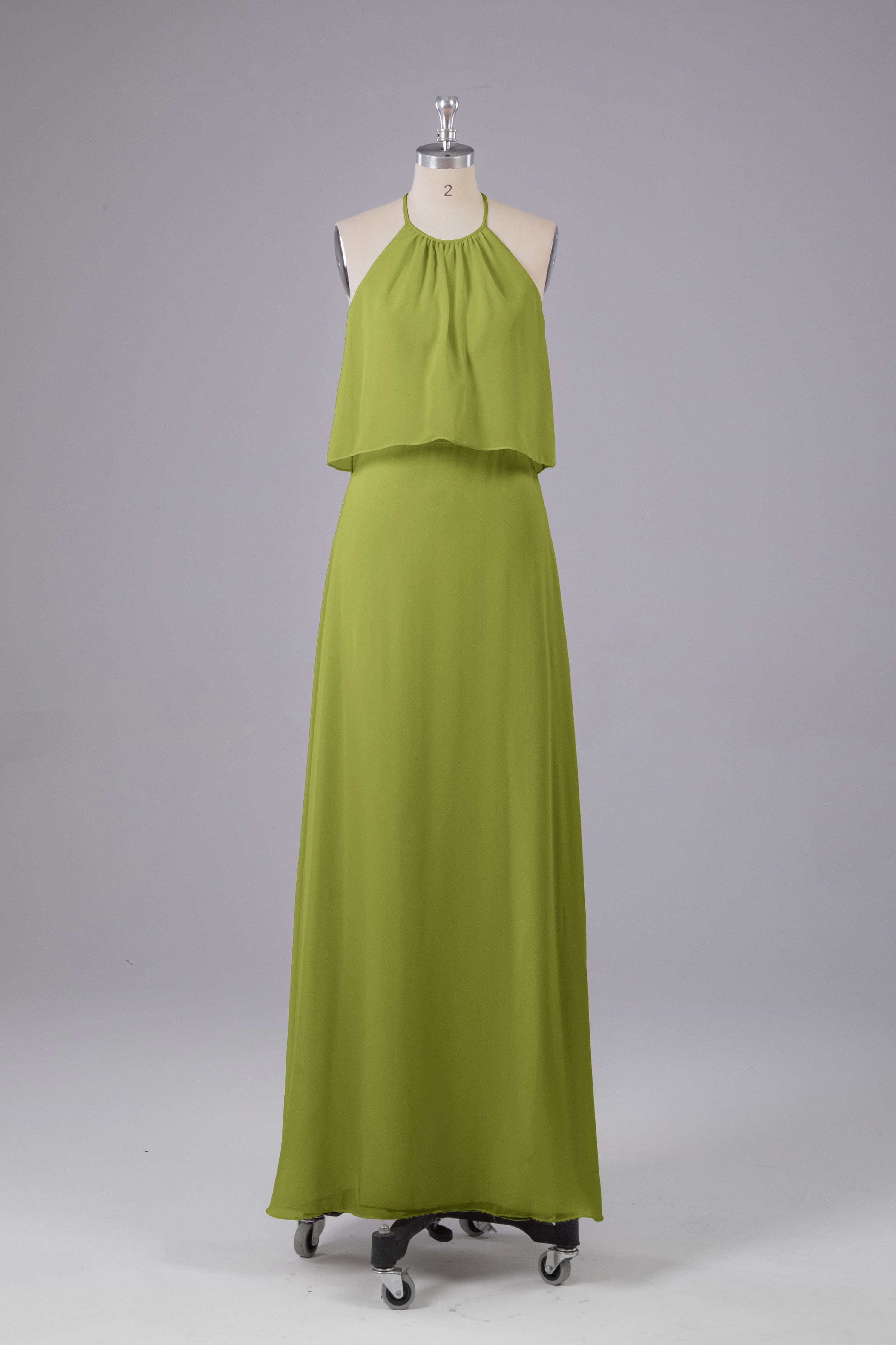 Simple Halter Chiffon Long Bridesmaid Dresses