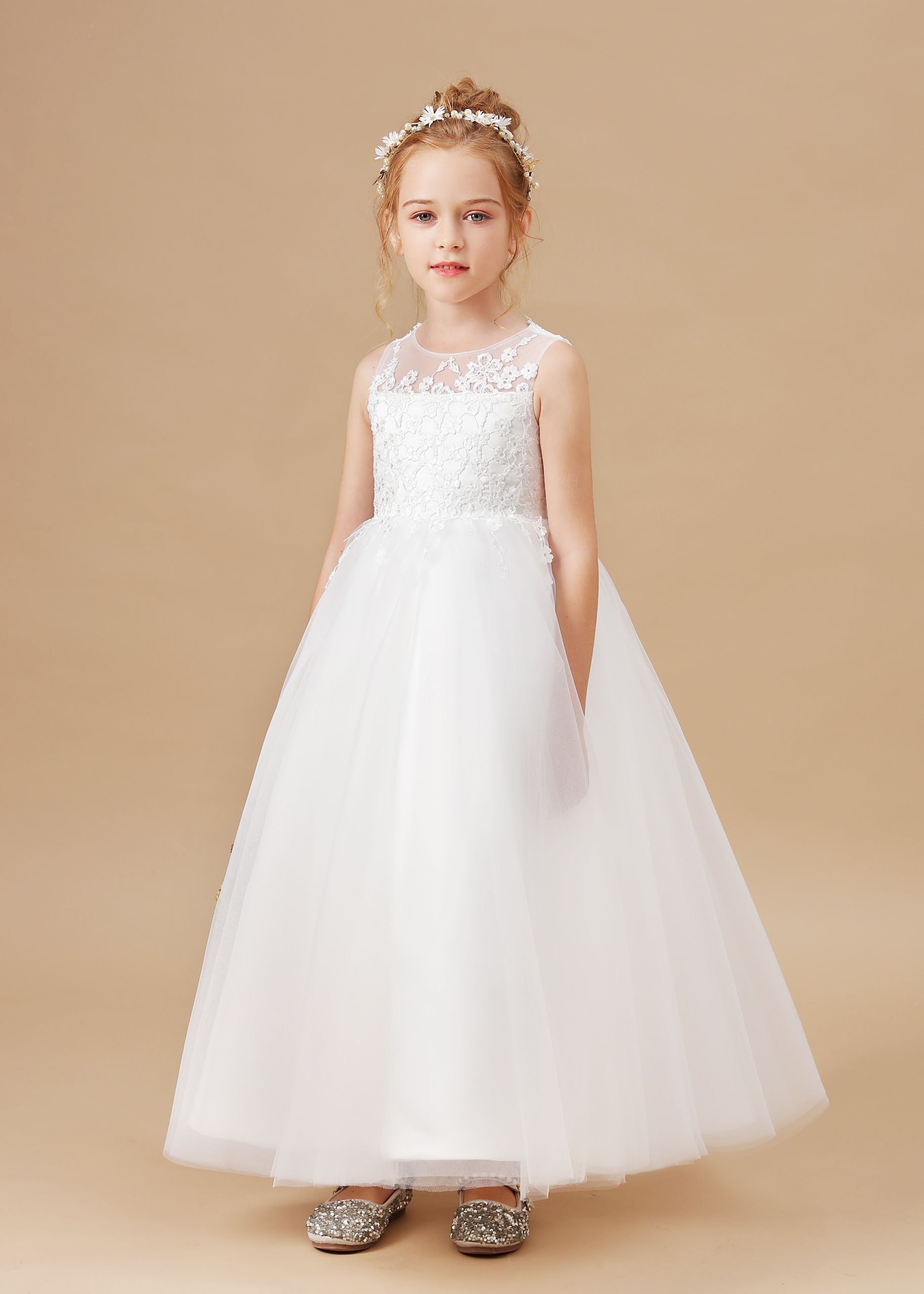 Sweetheart Sleeveless Tulle Flower Girl Dresses With Appliques