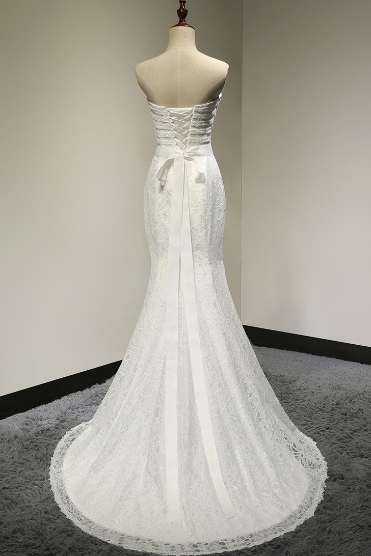 Sweetheart Mermaid Lace Wedding Dresses with Belt BO7