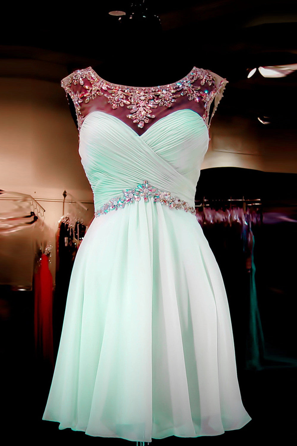 Short Beading Short Prom Dress Homecoming Dress E6