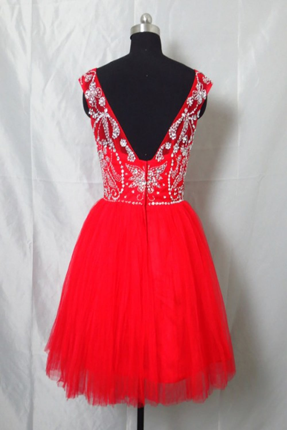 Newest Red Tulle Short Prom Dresses Homecoming Dresses