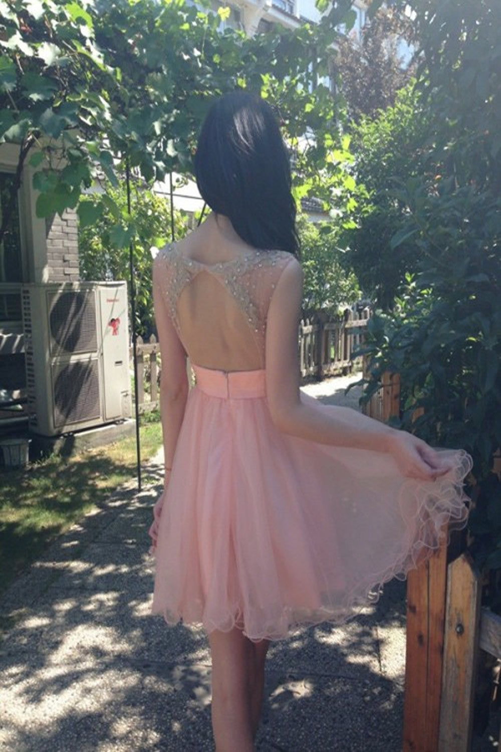 Backless Tulle Short Prom Dresses Homecoming Dresses