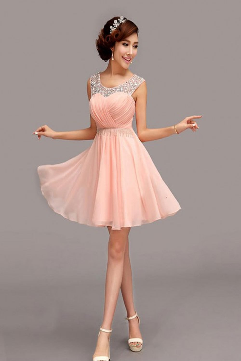 A Line Chiffon Short Prom Dress Homecoming Dress