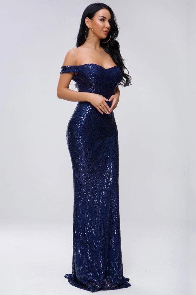 Elegant Off The Shoulder Floor Length Sleeveless Prom Evening Dresses