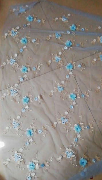 Gorgeous Blue Lace Spaghetti Strap With 3D Flower Prom Dresses