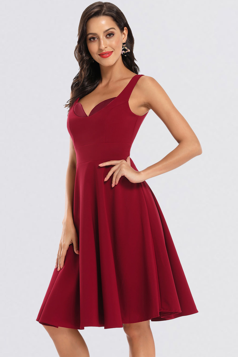 A Line Satin V-Neck Short Homecoming Dress