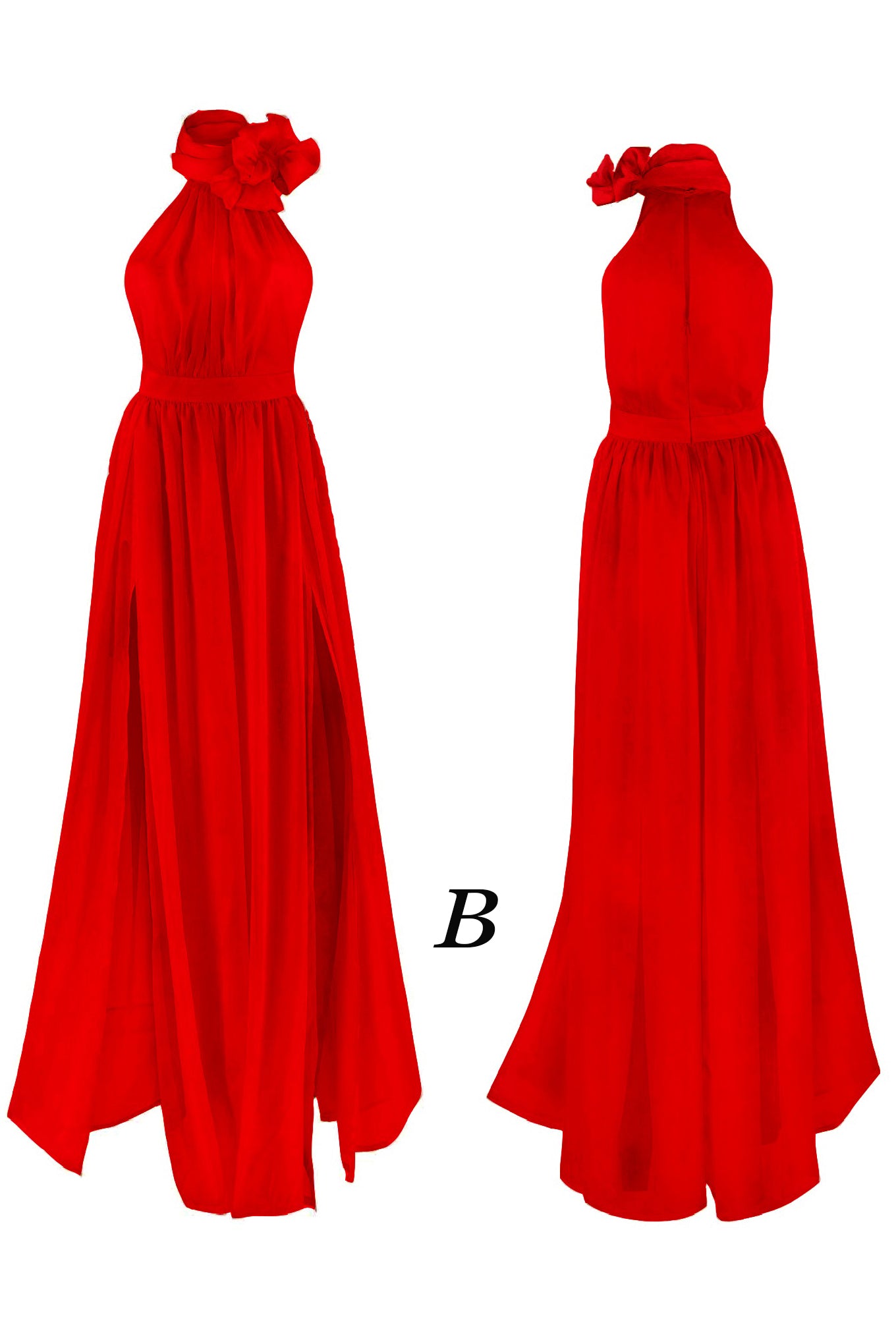 Unique A Line High Neck Chiffon Long Prom Dresses  Sleeveless Long Formal Dresses N1103