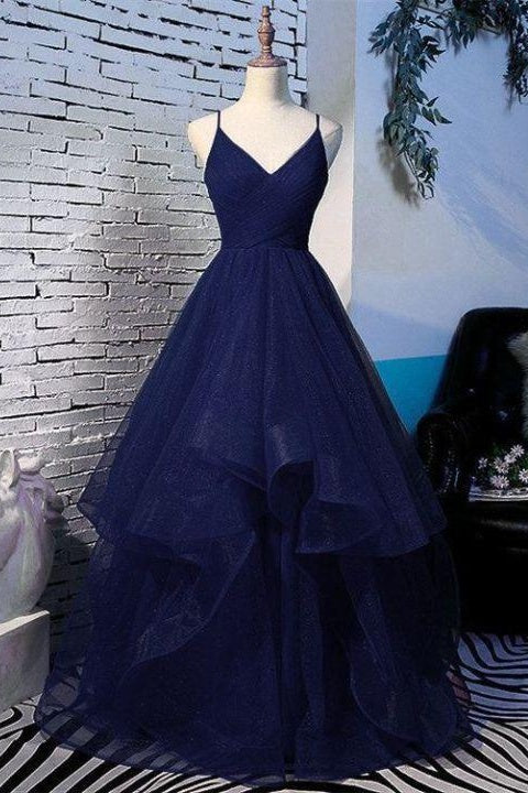 Beautiful Spaghetti Straps V-neck Princess Prom Dresses For Teens Y0010