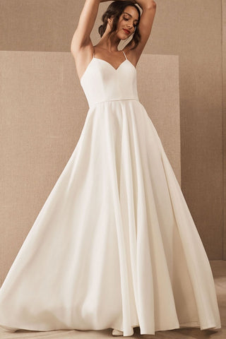 Lace Applique Ivory Beach Wedding Dresses V Neck Backless Wedding Dresses,  TYP1244