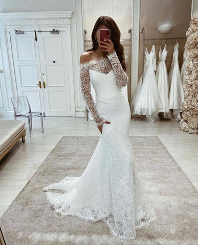 A Line Spaghetti Straps Backless Lace White Beach Wedding Dresses, Whi –  abcprom