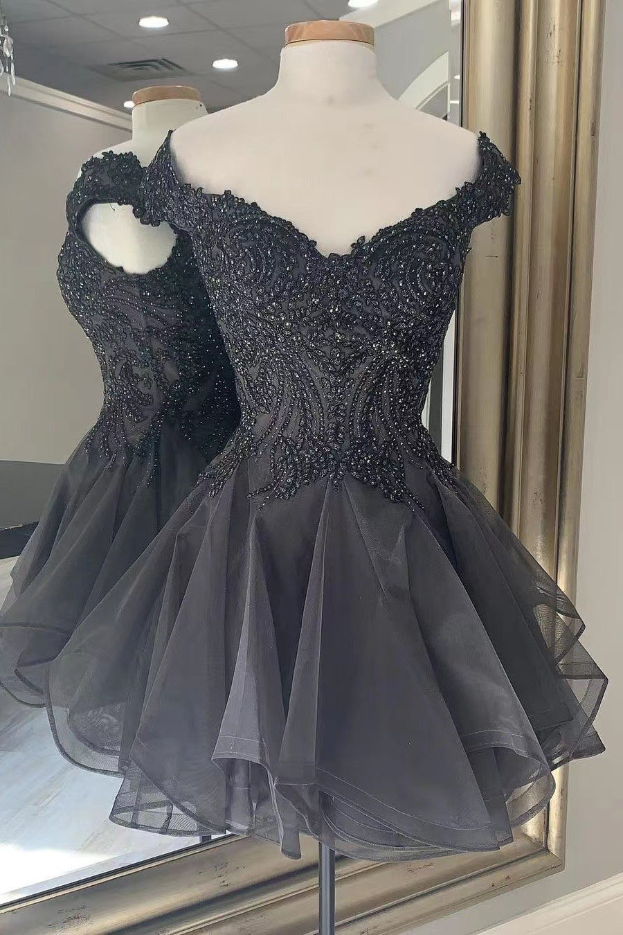 Black Off The Shoulder Short Prom Dresses Beauty Homecoming Dresses Y0184