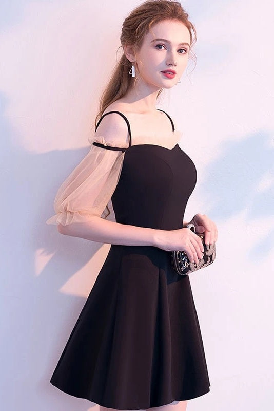 Vintage Simple Black Short Homecoming Dresses