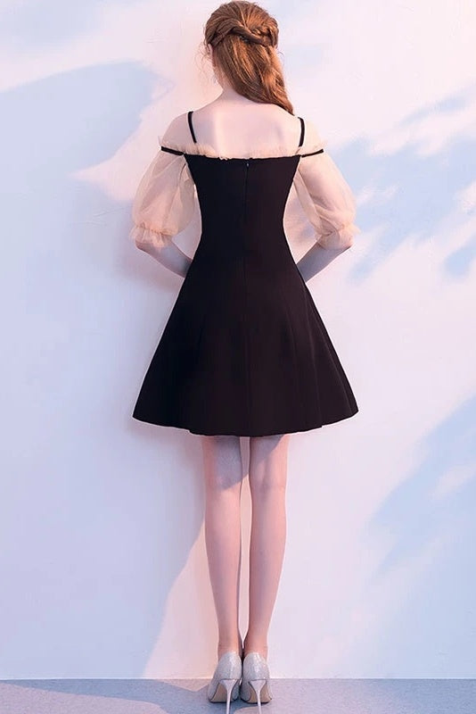 Vintage Simple Black Short Homecoming Dresses