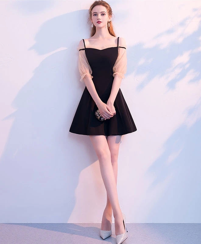 Vintage Simple Black Short Homecoming Dresses