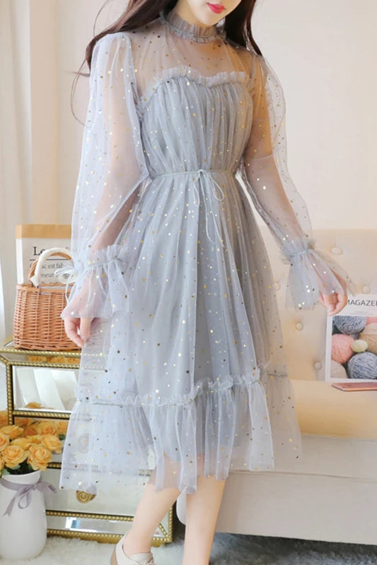 Sparkly Long Sleeves Tulle Homecoming Dress N2003