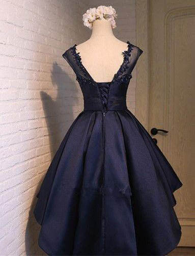 Sexy Navy Blue Satin Classy Homecoming Dresses Graduation Dresses