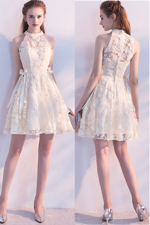 Cute Sleeveless Short Lace Homecoming Dress, Cheap Mini Graduation Dresses N1972