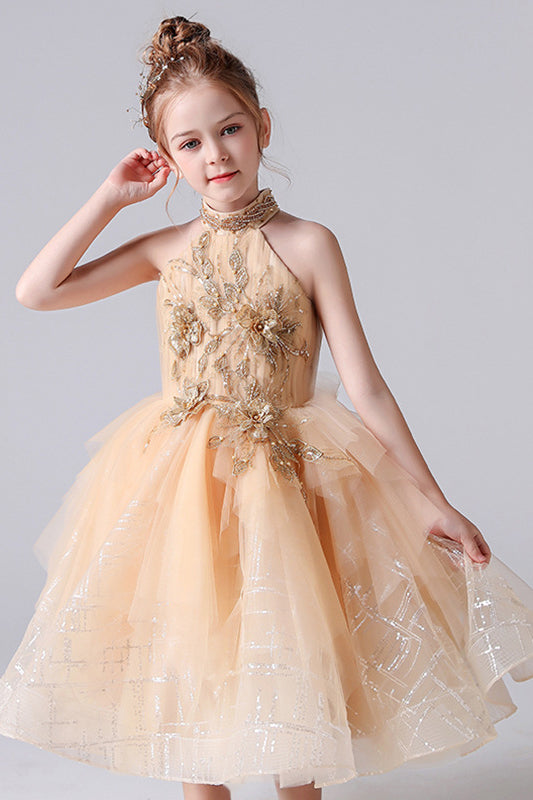 Cute Sleeveless Appliques Flower Girl Dresses