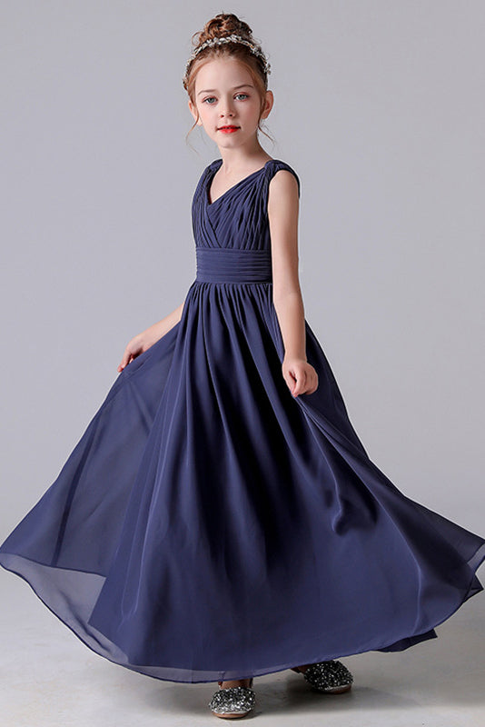 A Line Chiffon Sleeveless Flower Girl Dress