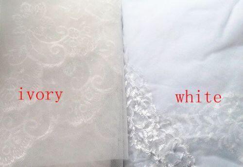 One Layer 3M Chapel Veil Custom Lace Appliqued Bridal Veil V011