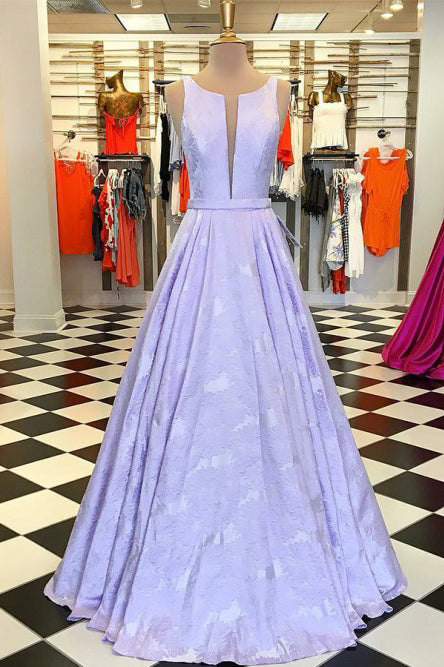 Floor-Length Sleeveless Lilac Prom Dresses A-Line Long Evening Dresses N1521