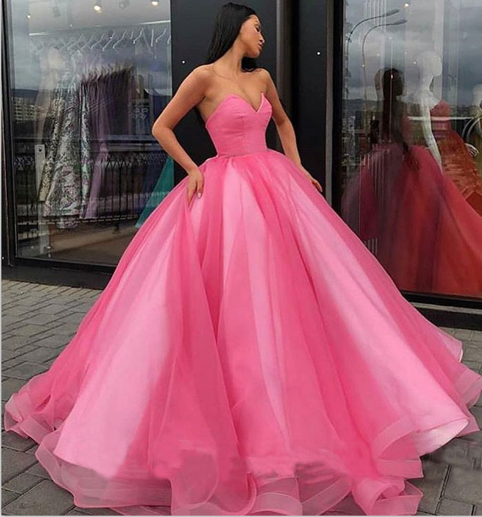 Ball Gown Sweetheart Prom Dress Princess Floor Length Tulle Quinceanera Dress N2260