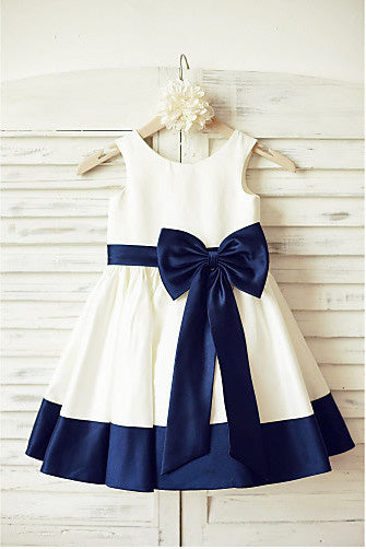 A-line Girl Dress,Sleeveless Satin Tulle Flower Girl Dress with Flower ...