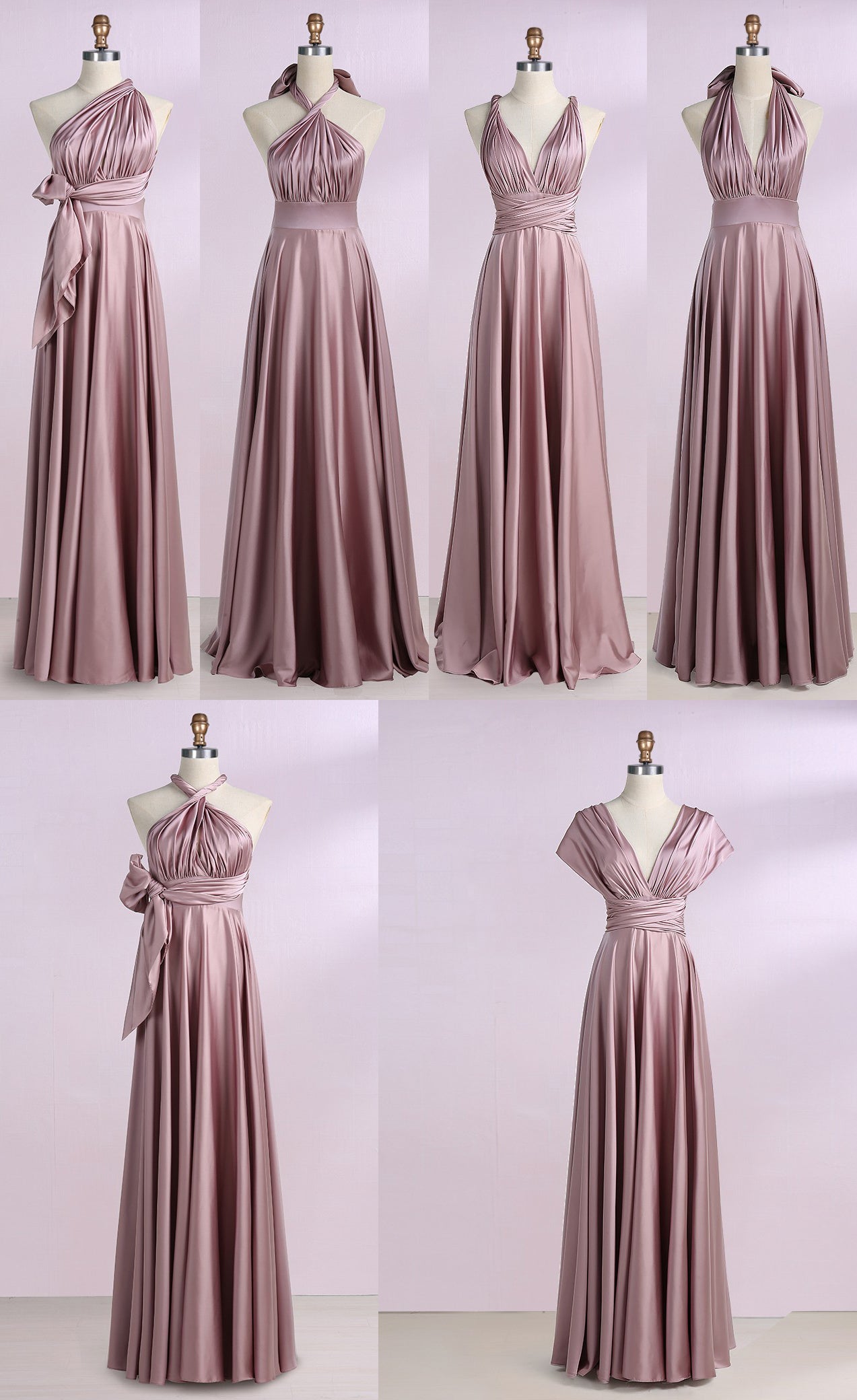 Blush Convertible Prom Bridesmaid Dresses  Floor Length Bridesmaid Dresses N1548