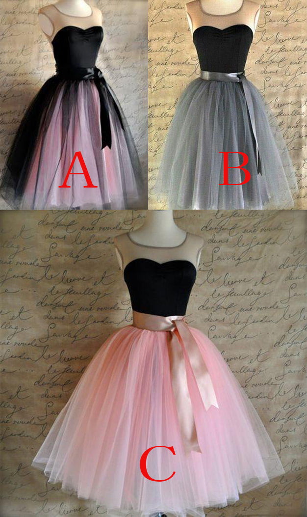 A Line Sleeveless Vintage Ribbons Belt Tulle Sweet 16 Dress