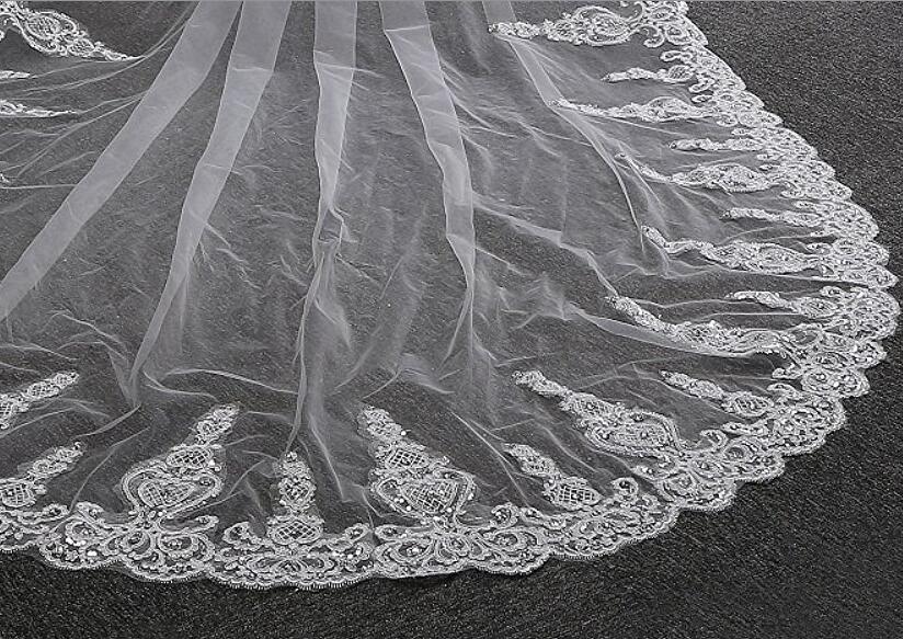 ElieHouse Women's Custom Made Sequins Sparkly Cathedral Wedding Bridal Veil+Comb V005