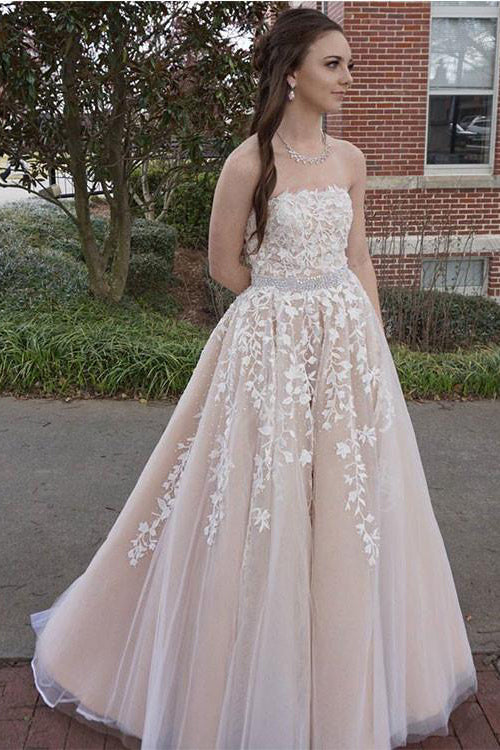 Princess A Line Tulle Long Prom Dresses with Appliques Wedding Dresses Hot Sell Prom Gown N1236