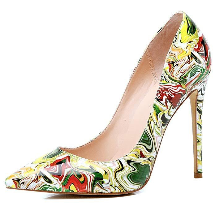 High-heels with Colorful Patterns Fashion Evening Party Shoes yy01