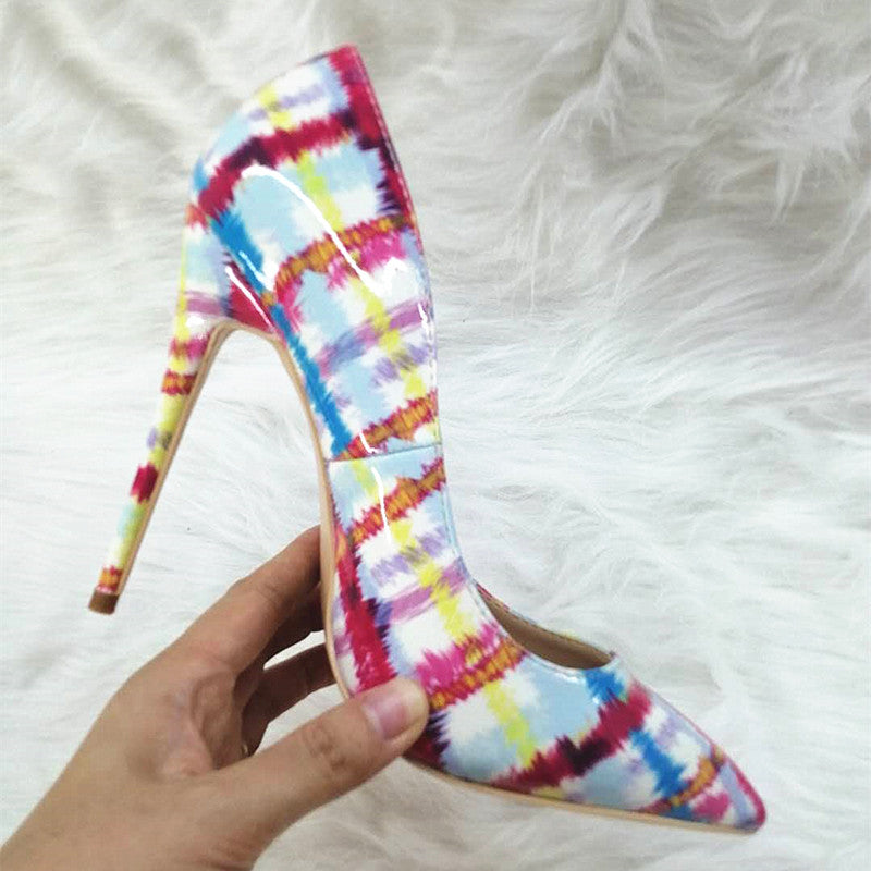 High Heels with Colorful Patterns Fashion Evening Party Shoes yy12