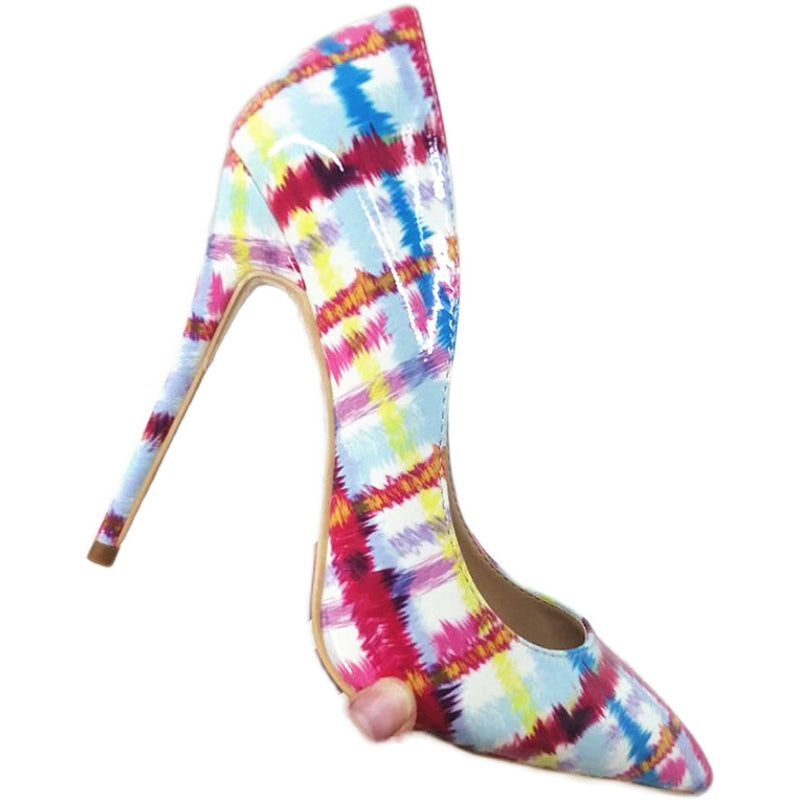 High Heels with Colorful Patterns Fashion Evening Party Shoes yy12