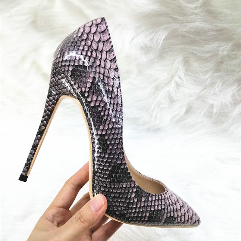 High-heels with Purple Snakeskin Pattern Fashion Women Party Shoes yy13