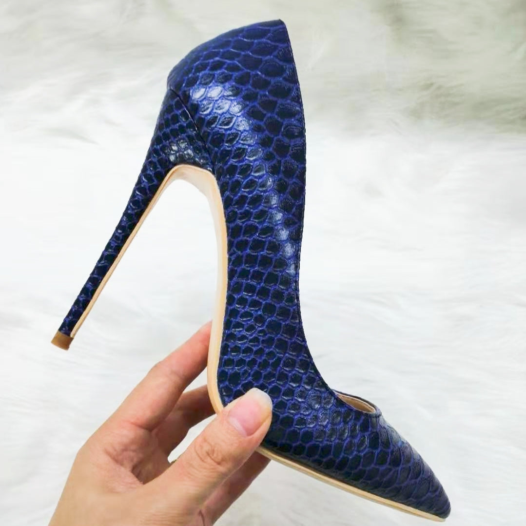 High-heels with Dark Blue Pattern Fashion Women Party Shoes yy27