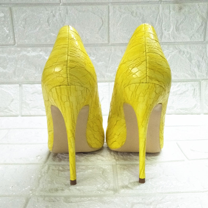 High-heels with Yellow Pattern Fashion Women Party Shoes yy05